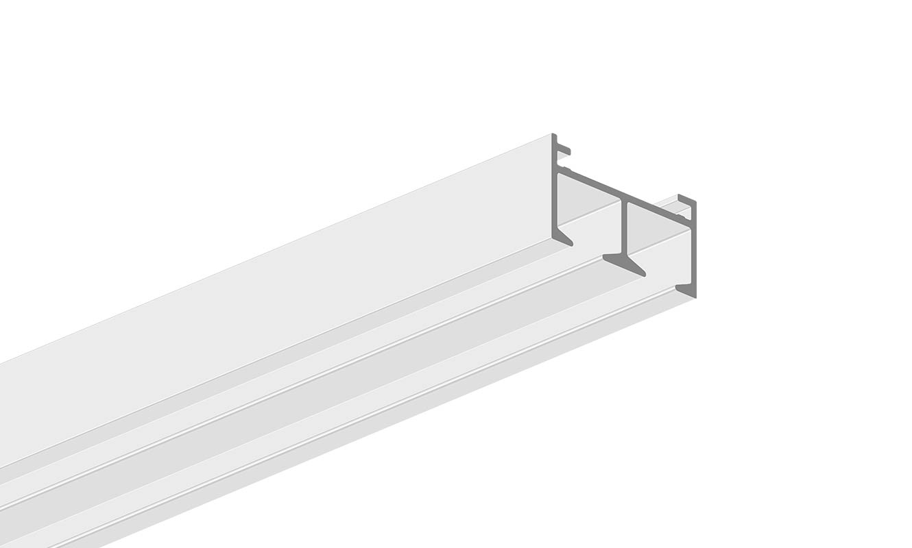 System 1200 Flächenschiene | 2 läufig | Aluprofil 30x17mm |  Weiß  Alufarben