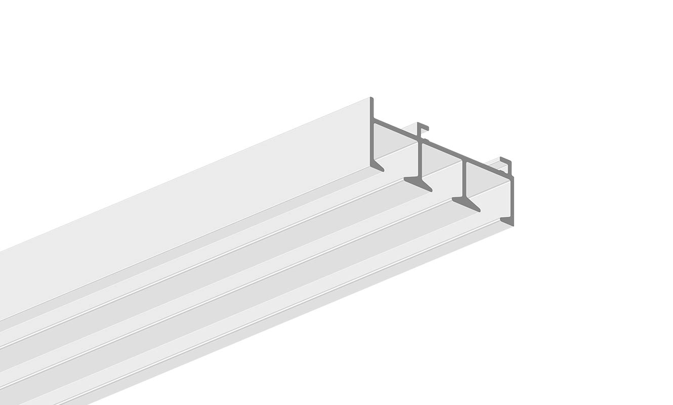 System 1200 Flächenschiene | 3 läufig | Aluprofil 45x17mm |  Weiß  Alufarben Kopie