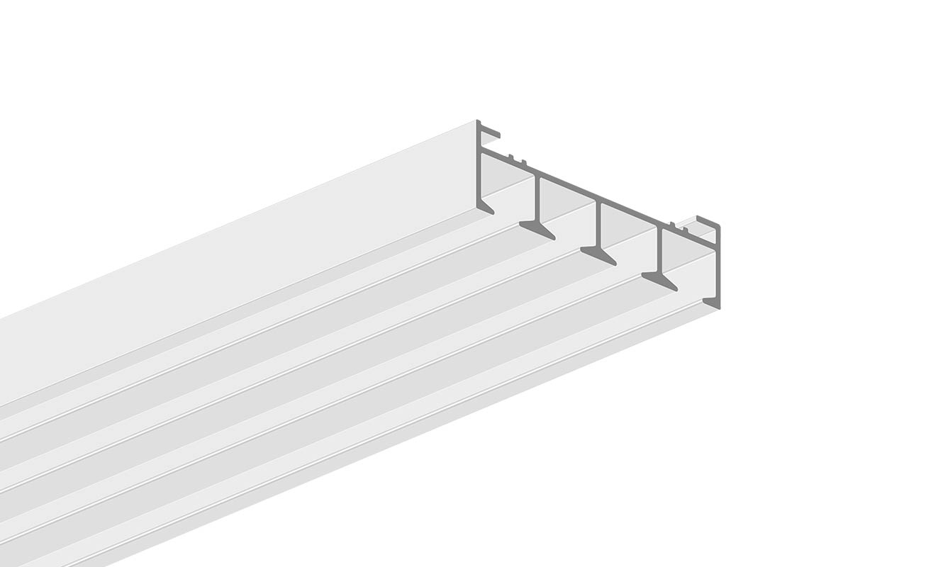 System 1200 Flächenschiene | 4 läufig | Aluprofil 60x17mm |  Weiß  Alufarben Kopie Kopie